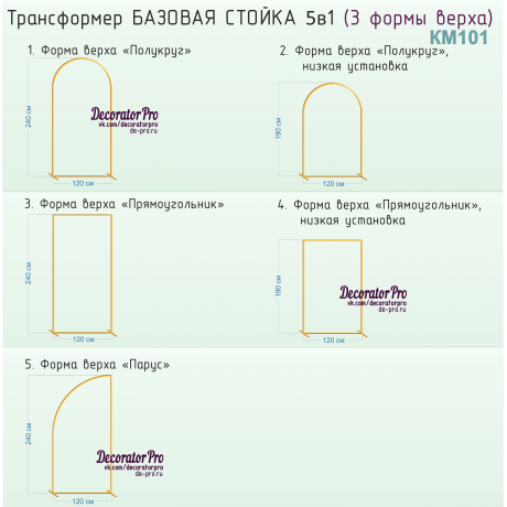 Трансформер  БАЗОВАЯ СТОЙКА 5в1 (3 вида верха)